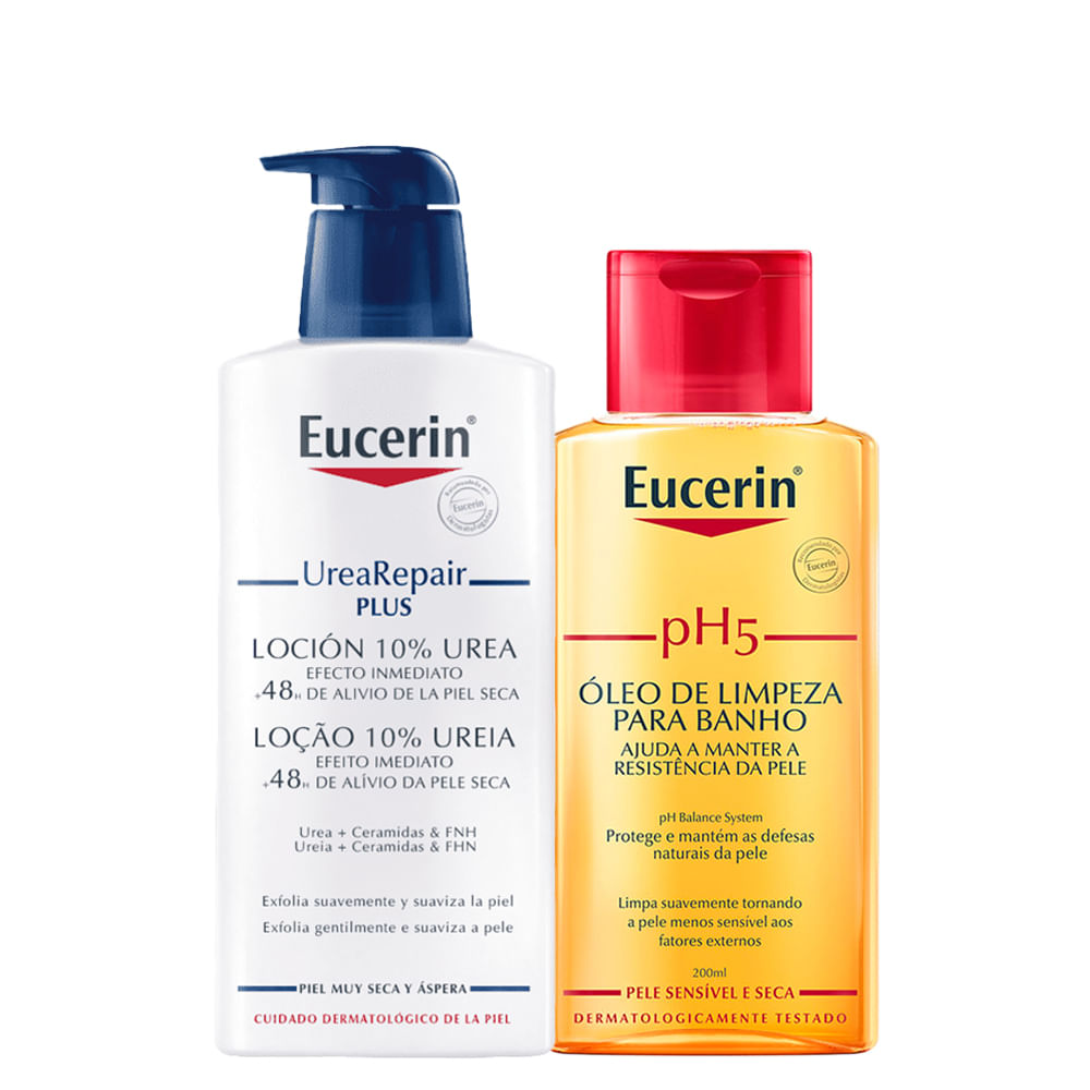Kit Eucerin - Óleo de Limpeza PH5 200 ml+ Loção Hidratante Repair 400 ml