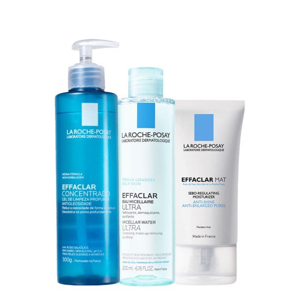Kit La Roche-Posay Facial - Creme Hidratante 40 ml + Gel Facial de Limpeza 300 g + Água Micelar 200 ml