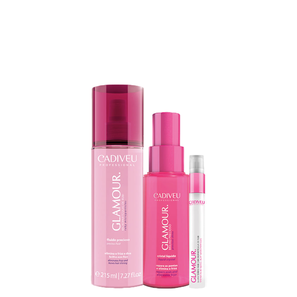 Kit Professional Glamour - Fluido Finalizador 215 ml + Finalizador 30 ml + Óleo Capilar 65 ml