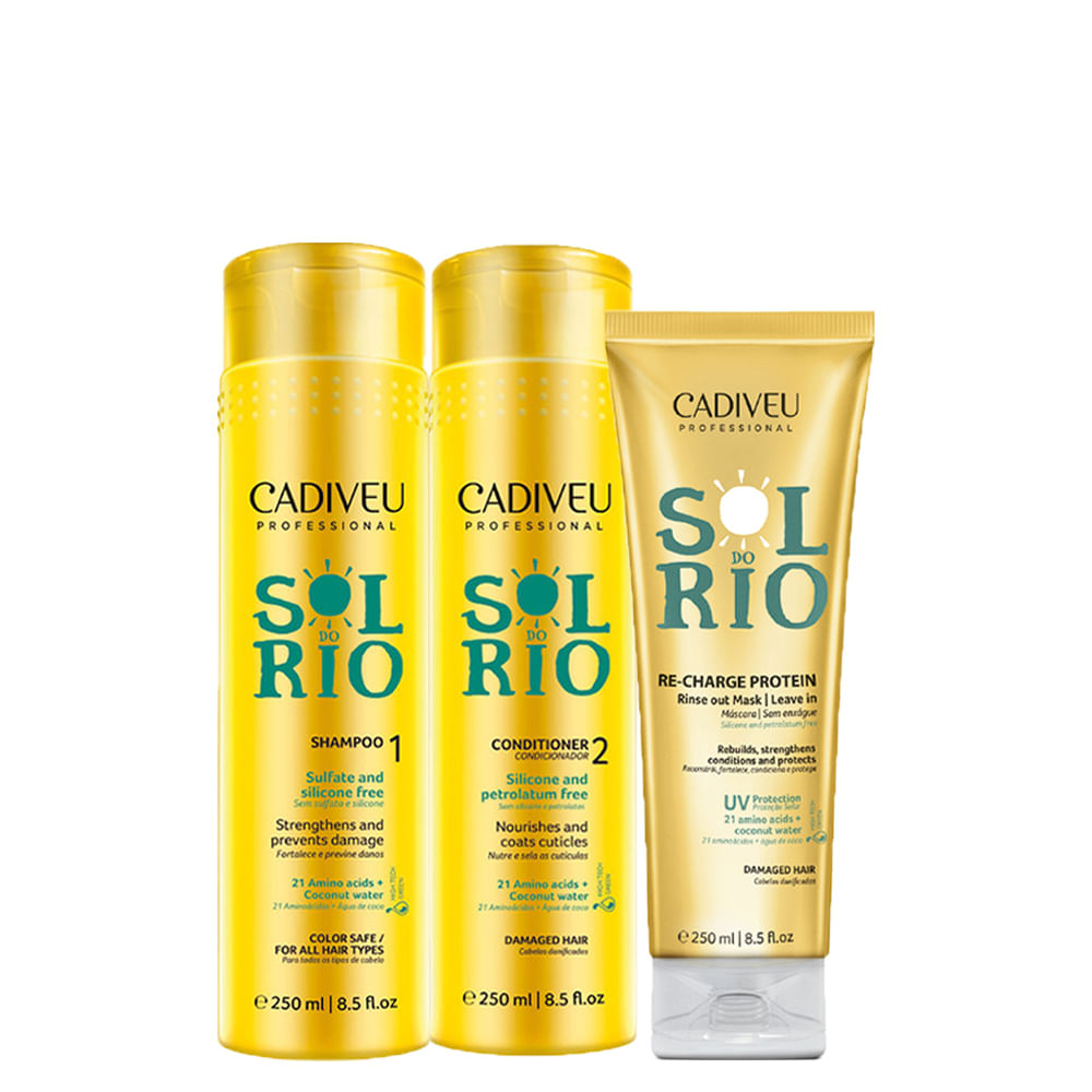 Kit Cadiveu Professional Sol do Rio - Shampoo 250 ml + Condicionador 250 ml + Máscara de Reconstrução 250 ml