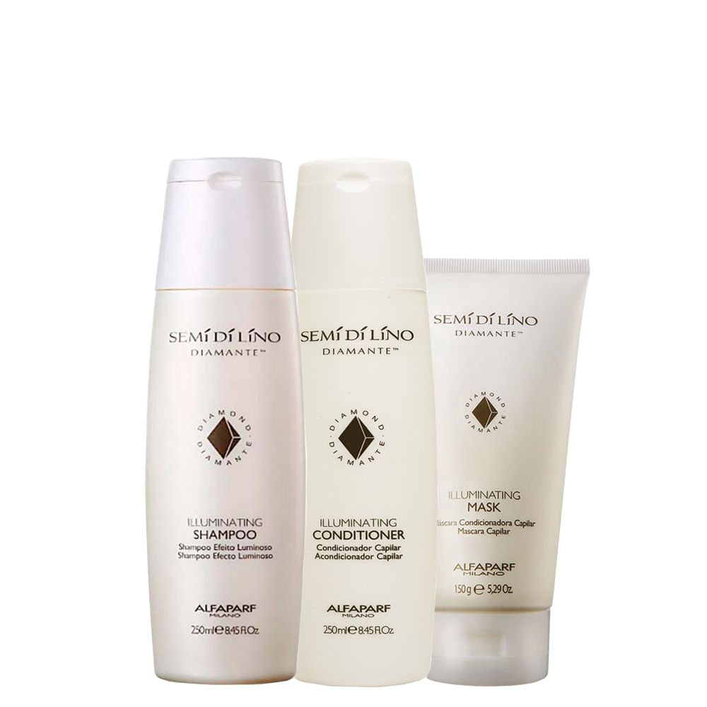 Kit Alfaparf Milano Professional Semi Di Lino Diamante Illuminating - Shampoo 250 ml + Condicionador 250 ml + Máscara 150 ml