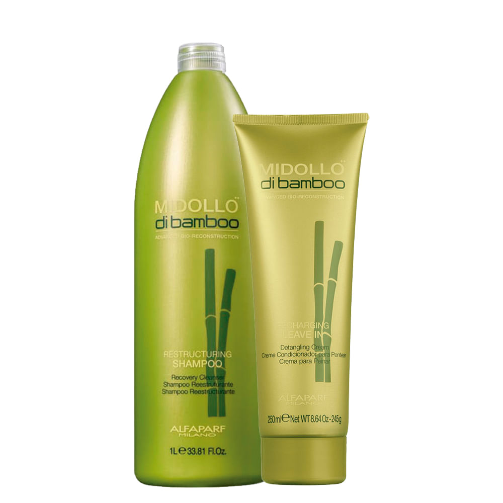 Kit Alfaparf Milano Professional Midollo Di Bamboo - Shampoo 1000 ml + Leave- In 250 ml