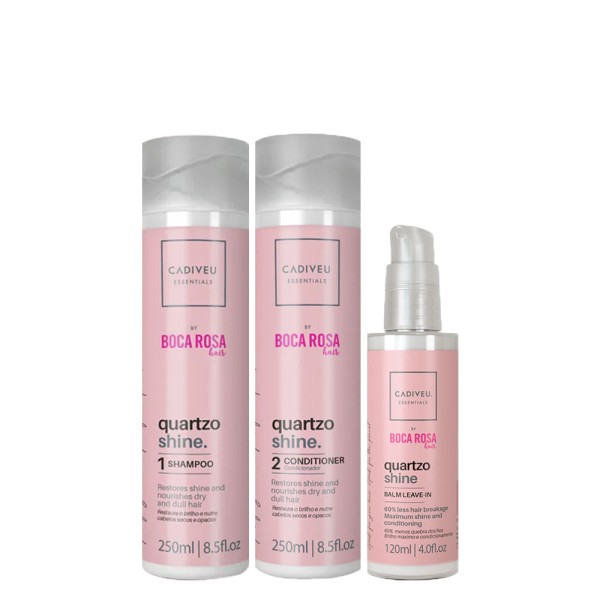 Kit Cadiveu Essentials Quartzo Shine Cuidado - Shampoo 250 ml + Condicionador 250 ml + Leave-in 120 ml