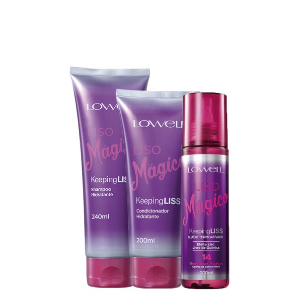 Encontraproduto.com.br - Kit Lowell Liso Mágico - Shampoo e Condicionador e Fluido