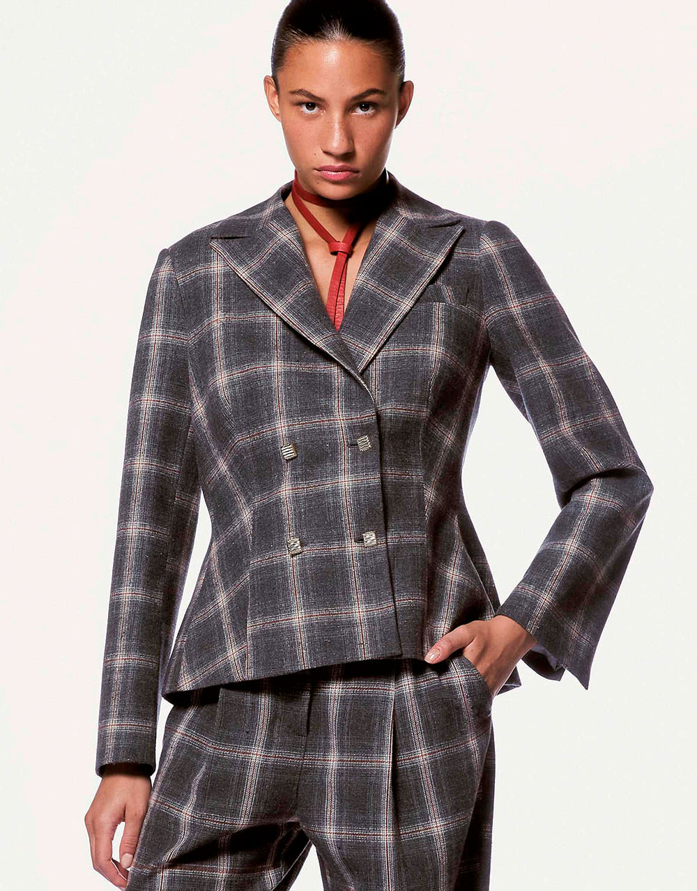 Blazer Lã Acinturado Chelsea - Cinza