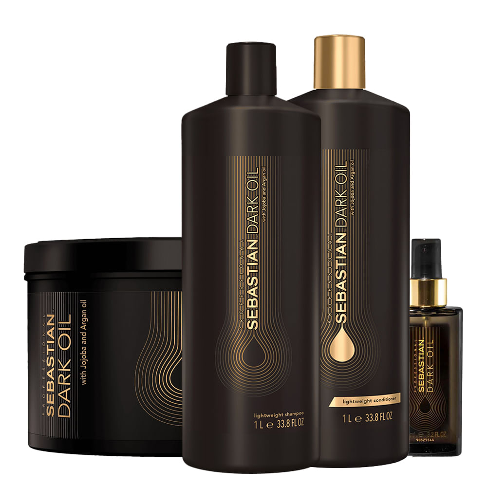 Kit Sebastian Professional Dark Oil - Shampoo 1000 ml + Condicionador 1000 ml + Máscara 500 ml + Óleo 95 ml