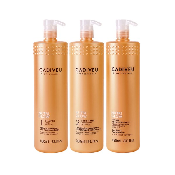 Encontraproduto.com.br - Kit Cadiveu Nutri Glow - Shampoo 980 ml + Condicionador  980 ml + Máscara de Nutrição  980 ml