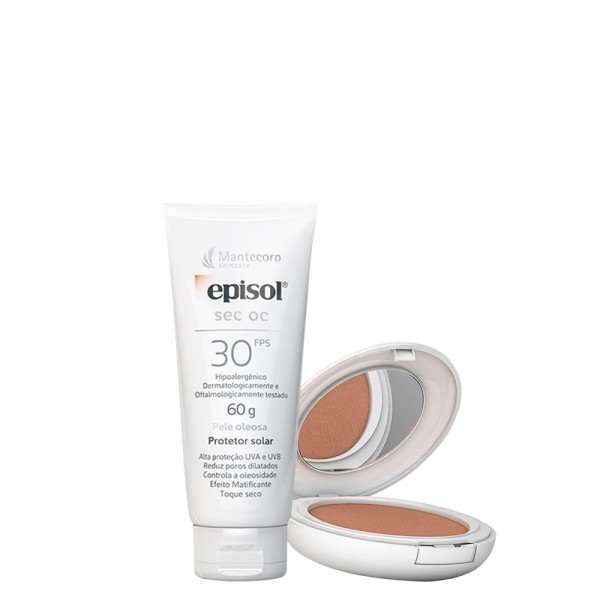 Encontraproduto.com.br - Kit Cuidado da Pele Mantecorp - Protetor Solar Facial FPS 30 60 g + Protetor Solar em Pó Facial FPS 50 Morena+ 10 g