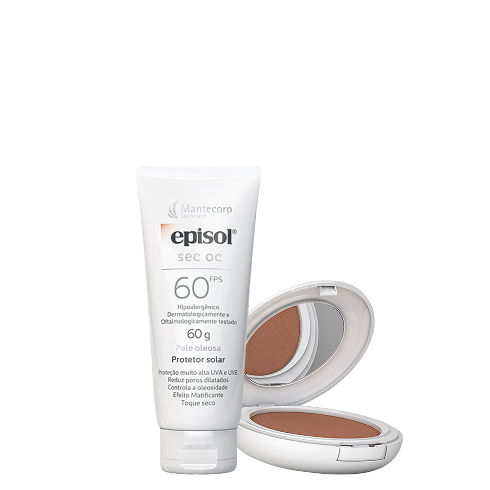 Kit Cuidado da Pele Mantecorp - Protetor Solar Facial FPS 60 60 g + Protetor Solar em Pó Facial FPS 50 Negra 10 g
