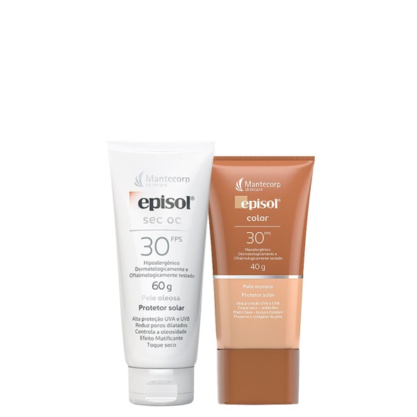Encontraproduto.com.br - Kit Cuidado da Pele Mantecorp -Protetor Solar Facial FPS 30 60 g + Protetor Solar Facial FPS 30 Morena+ 40 g