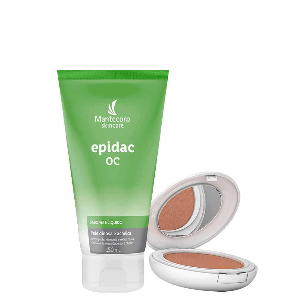 Kit Antioleosidade Mantecorp - Sabonete Líquido Facial 150 ml + Protetor Solar em Pó Facial  FPS 50 Morena+ 10 g