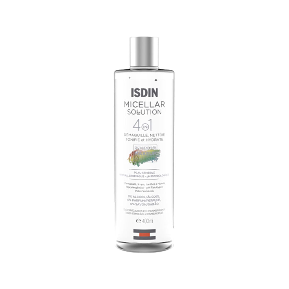 Encontraproduto.com.br - Kit Isdin Facial e Corporal - Água Micelar 400 ml + Protetor Solar FPS 50 Escura 50 ml + Protetor Solar Corporal FPS 50+ 198 g