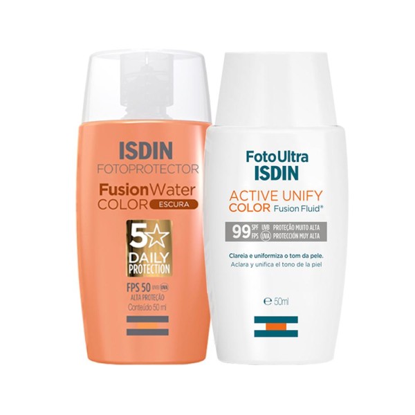 Encontraproduto.com.br - Kit Isdin - Protetor Facial Isdin FPS 99 50 ml + Protetor Solar Facial com Cor  FPS 50 Escura 50 ml