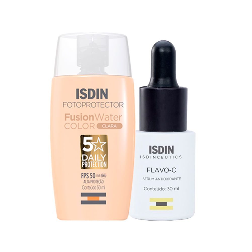 Encontraproduto.com.br - Kit Isdin - Sérum Facial 30 ml + Protetor Solar Facial com Cor FPS 50 Clara 50 ml