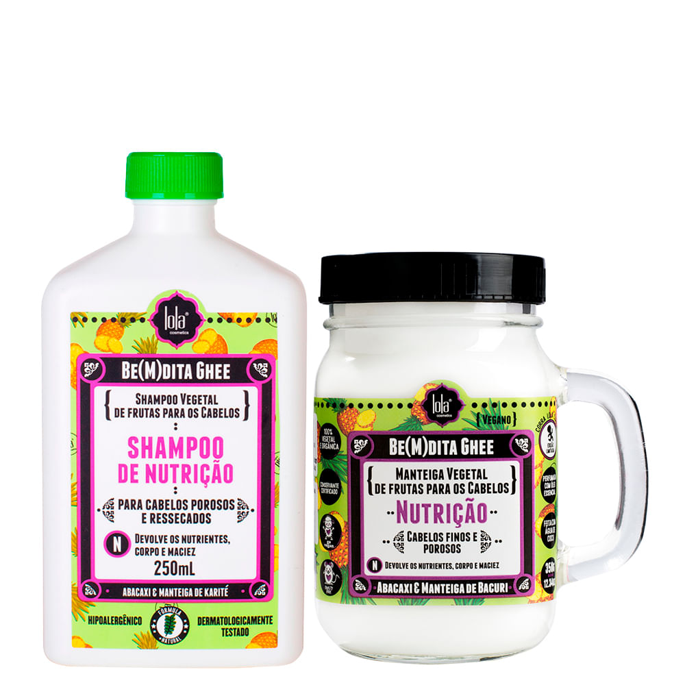 Encontraproduto.com.br - Kit Lola Cosmetics Nutrição Be(m)dita Ghee - Shampoo de Nutrição 250 ml + Máscara de Nutrição 350 g
