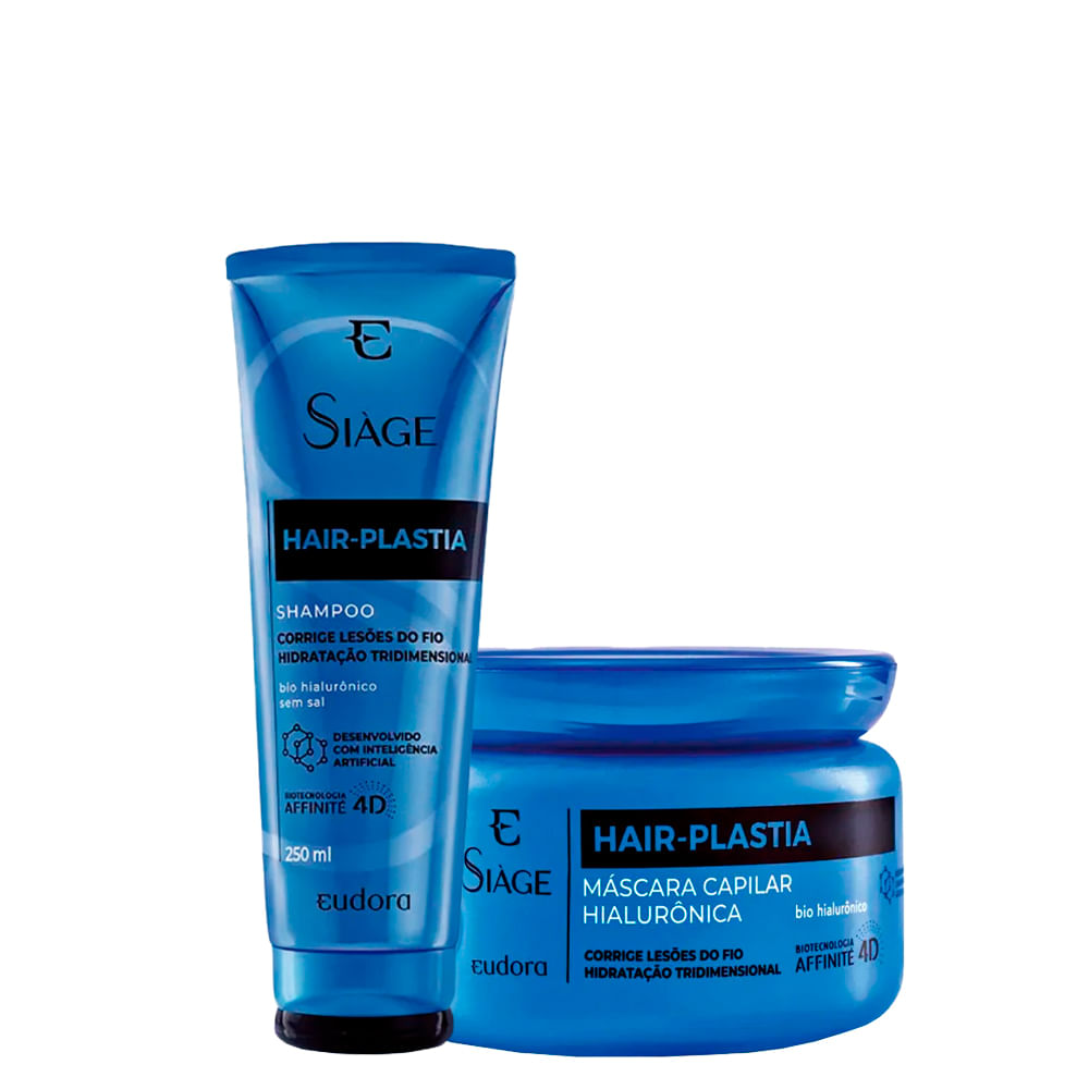 Kit Eudora Siàge Hair Plastia - Shampoo 250 ml + Máscara de Hidratação 250 g