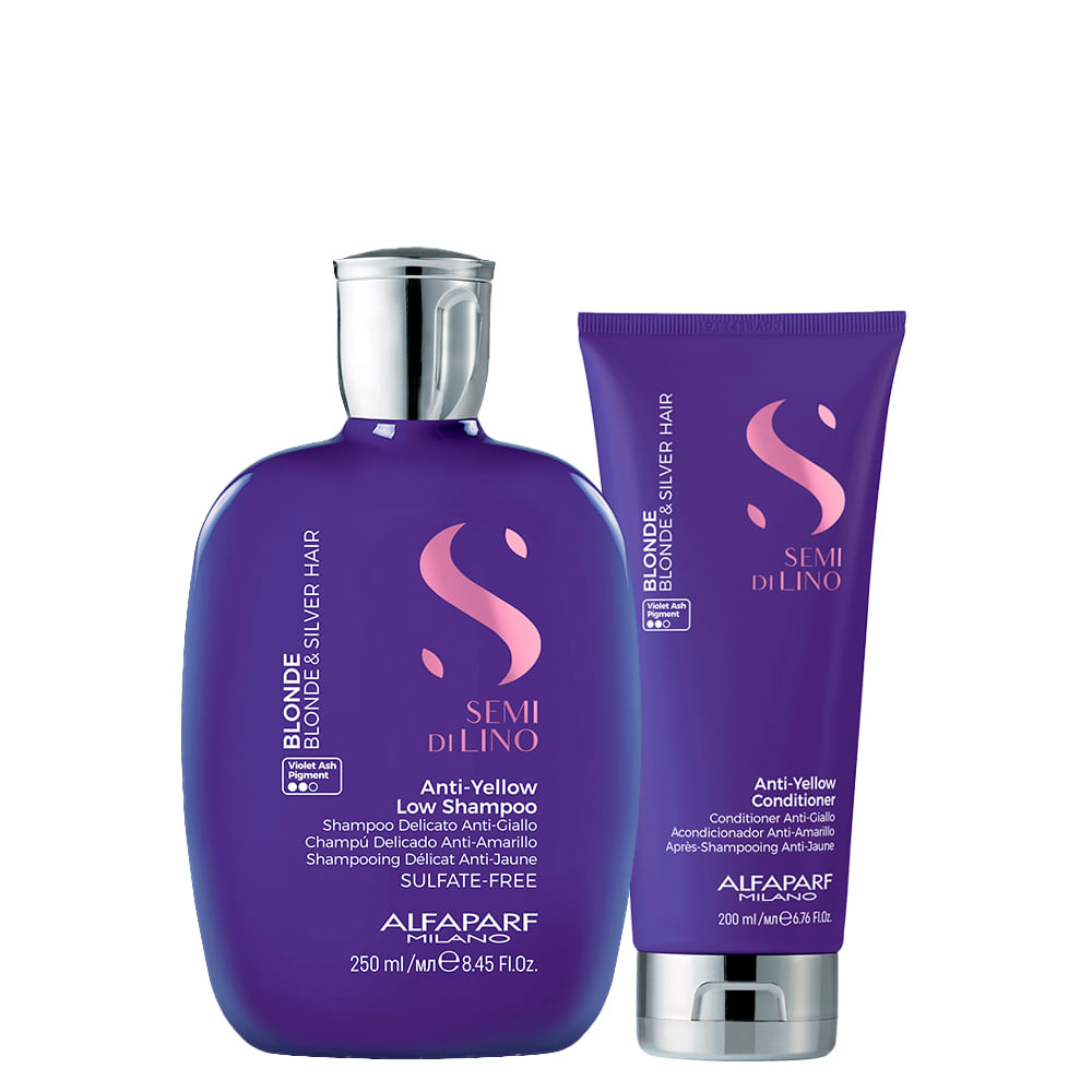 Kit Alfaparf Milano Professional Semi Di Lino Blonde Anti-Yellow - Shampoo 250 ml + Condicionador 200 ml