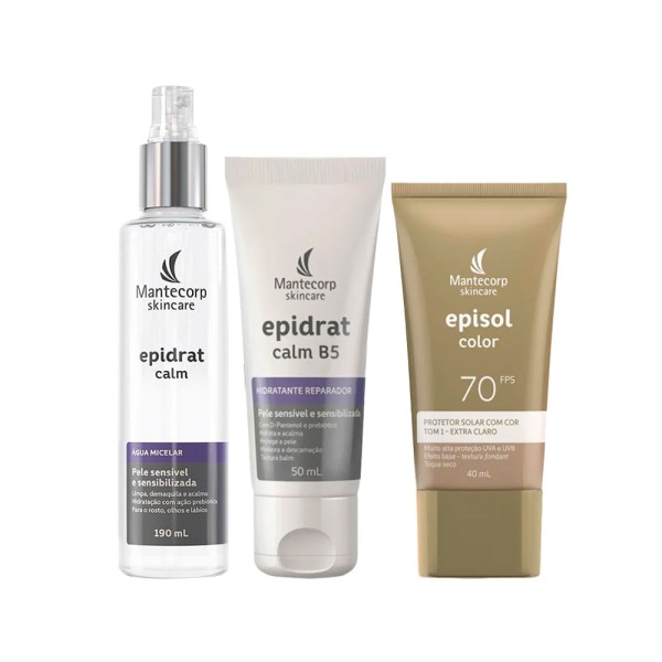 Encontraproduto.com.br - Kit Facial Mantecorp - Protetor Solar Tom 1 Extra Claro Fps 70 40 ml + Água Micelar 190 ml + Hidratante 50 ml