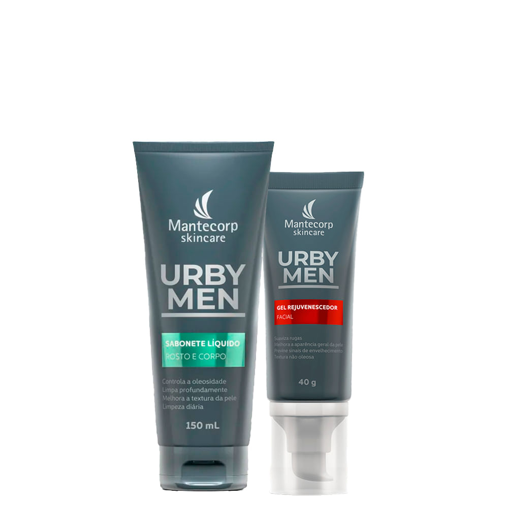 Kit Facial Mantecorp Masculino - Sabonete Líquido Corpo e Rosto 150 ml + Gel 40 ml