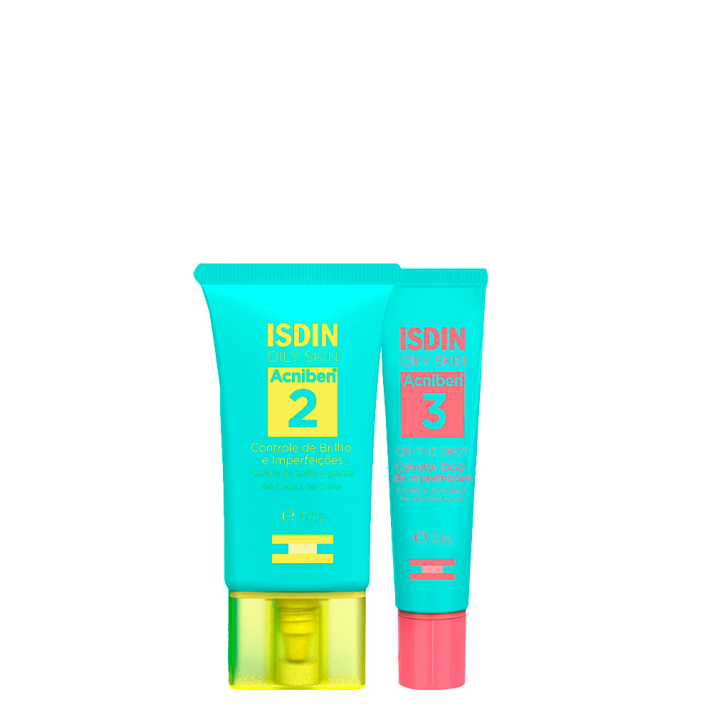 Kit Isdin Oily Skin Acniben - Gel Creme Facial Controle de Brilho 41,2 g + Gel Secativo para Espinhas 13,8 g