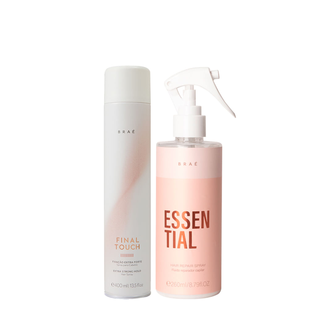 Kit Braé - Spray Fixador Extra Forte Final Touch 400 ml + Fluido Finalizador Braé Essential 260 ml