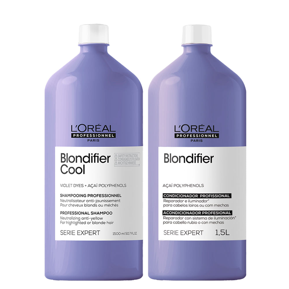 Kit LOréal Professionnel Serie Expert Blondifier Cool  – Shampoo 1500 ml + Condicionador 1500 ml