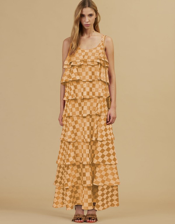 Encontraproduto.com.br - Vestido Babados Alfaiataria Rivolli - Amarelo