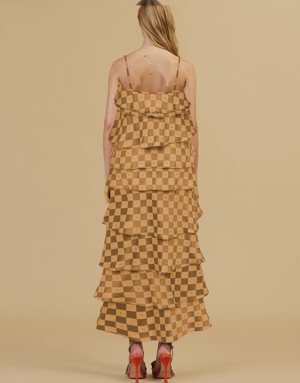 Encontraproduto.com.br - Vestido Babados Alfaiataria Rivolli - Amarelo