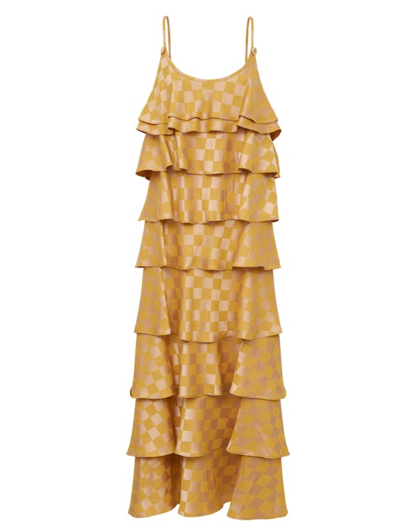 Encontraproduto.com.br - Vestido Babados Alfaiataria Rivolli - Amarelo