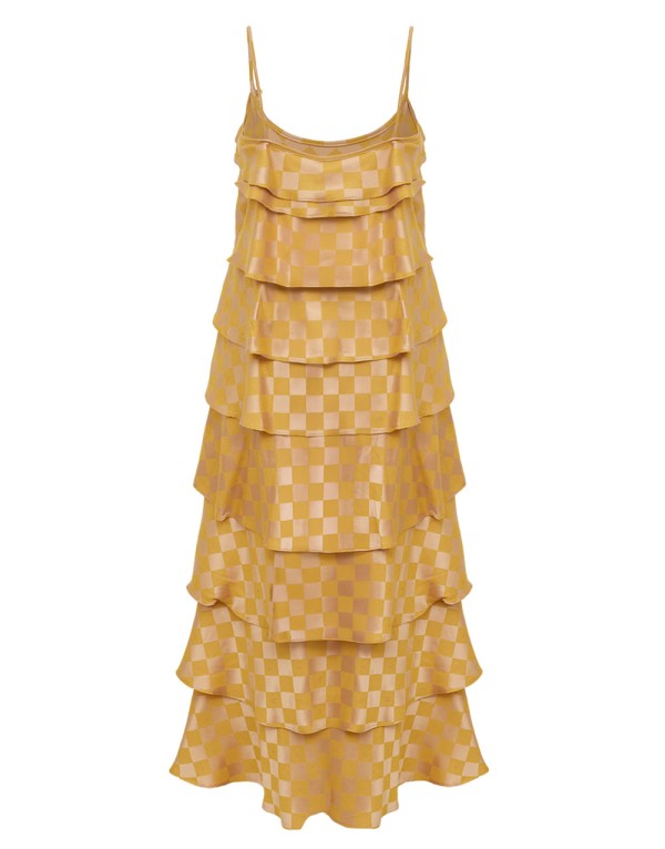 Encontraproduto.com.br - Vestido Babados Alfaiataria Rivolli - Amarelo