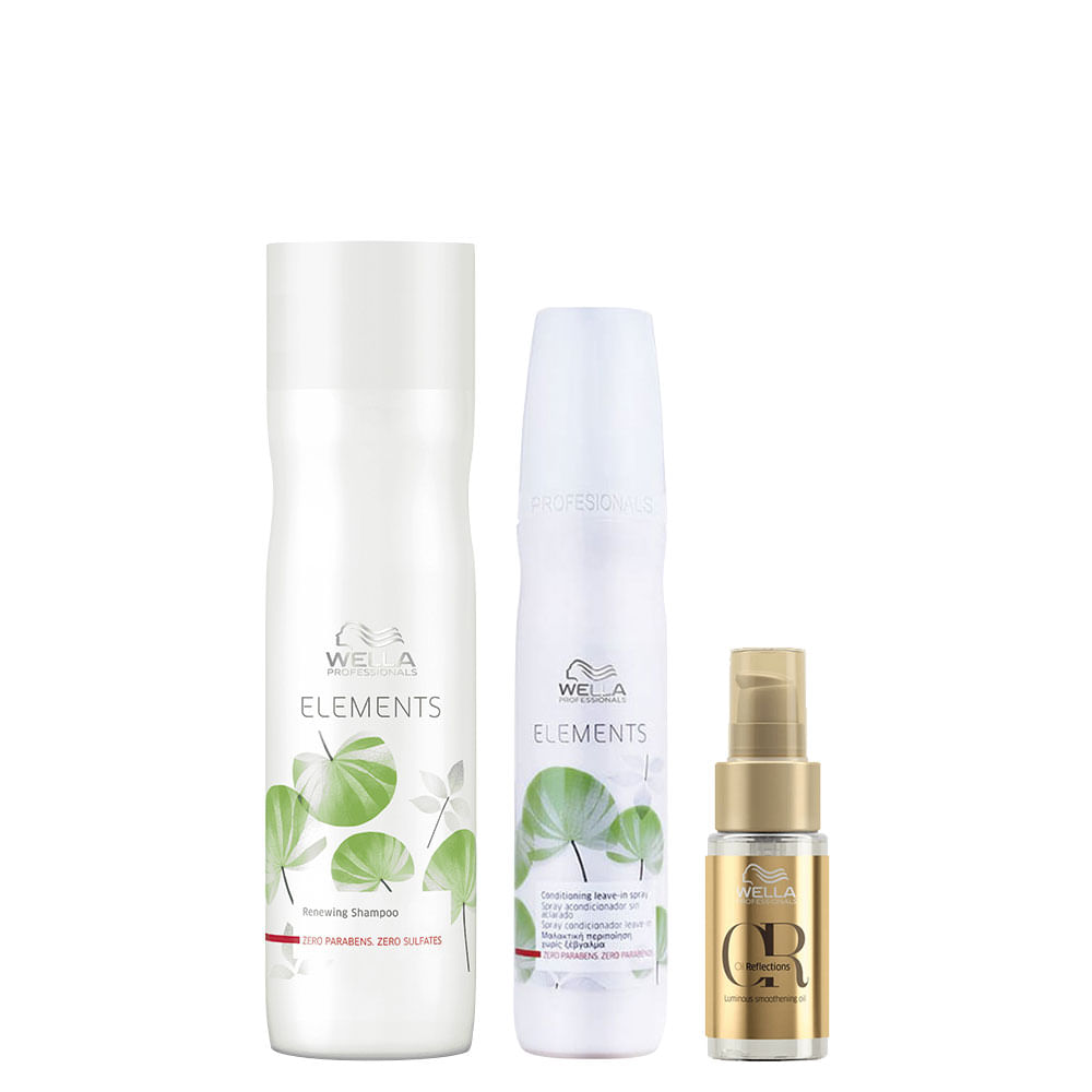 Kit Wella Professionals Elements Renewing - Shampoo 250 ml + Leave- in 150 ml + Óleo 30 ml