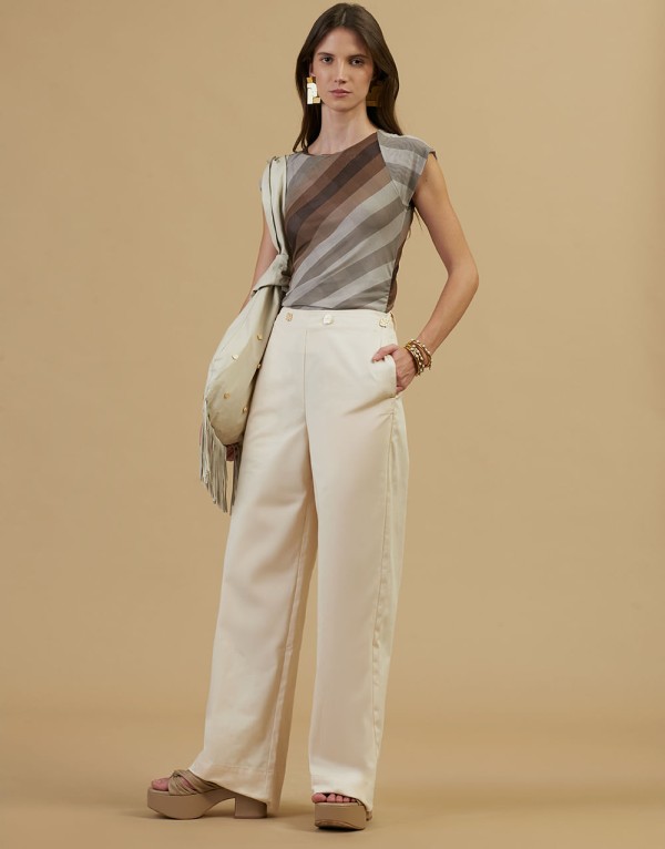 Encontraproduto.com.br - Calça Pantacourt Alfaiataria Sena - Off White