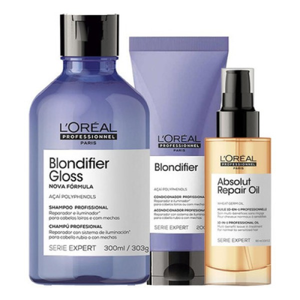Encontraproduto.com.br - Kit LOréal Professionnel Serie Expert Blondifier- Shampoo Gloss 300 ml + Condicionador 200 ml + Óleo 90 ml