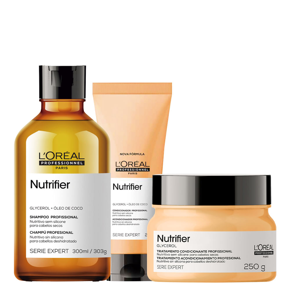 Kit LOréal Professionnel Serie Expert Nutrifier - Shampoo 300 ml + Condicionador 200 ml + Máscara 250 g