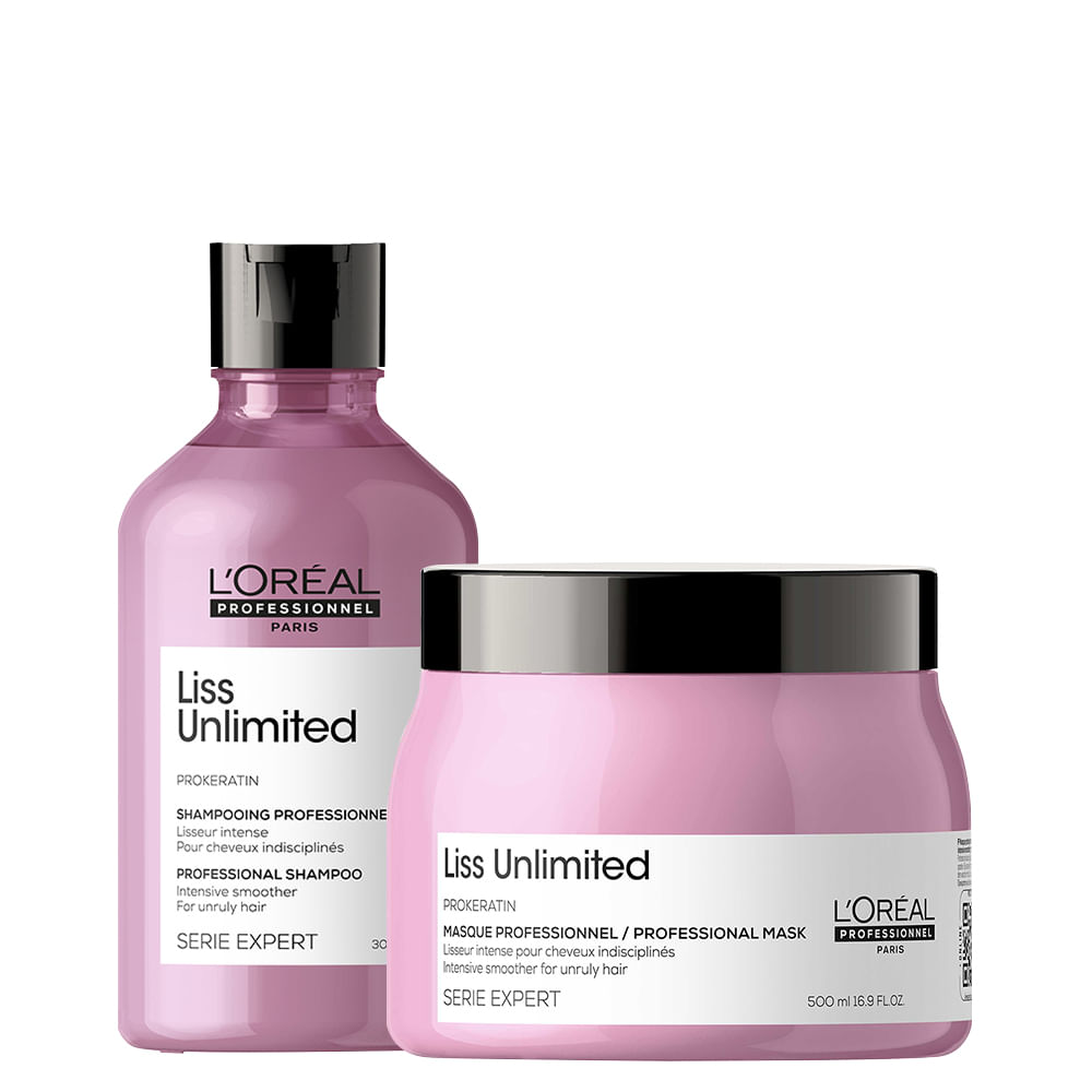 Kit LOréal Professionnel Serie Expert Liss Unlimited  - Shampoo 300 ml +  Máscara 500 g