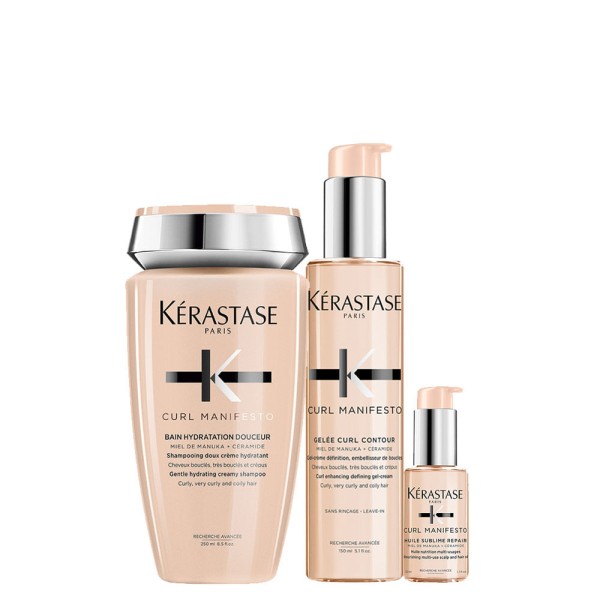 Encontraproduto.com.br - Kit Kérastase Curl Manifesto - Shampoo 250 ml +- Gel Creme 150 ml + Óleo Capilar 50 ml