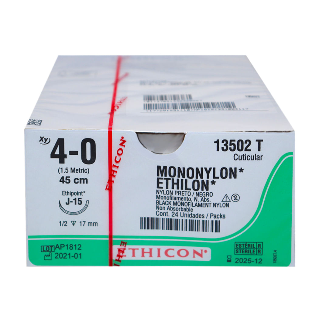 Encontraproduto.com.br - Fio de Sutura Mononylon 4-0 com Ag 17mm com 24 Un - Johnson & Johnson
