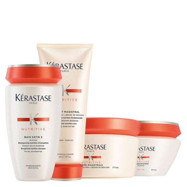 Kit Kérastase Nutritive - Shampoo Satin 2 250 ml + Condicionador Magistral 200 ml + Máscara Fine 200 ml + Leave-in Magistrale 150 ml
