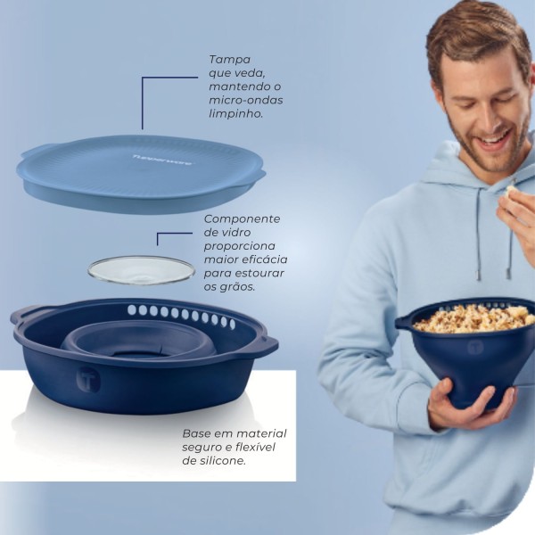 Encontraproduto.com.br - Pipoqueira Wow Pop Tupperware Para Micro-Ondas Mar Profundo