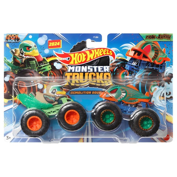Encontraproduto.com.br - Carrinhos Hot Wheels Monster Trucks Duck N Roll vs Piran Ahhhh 1:64 - Mattel