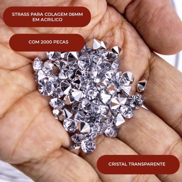 Encontraproduto.com.br - STRASS PARA COLAGEM 06MM EM ACRILICO COM 2000 PEÇAS