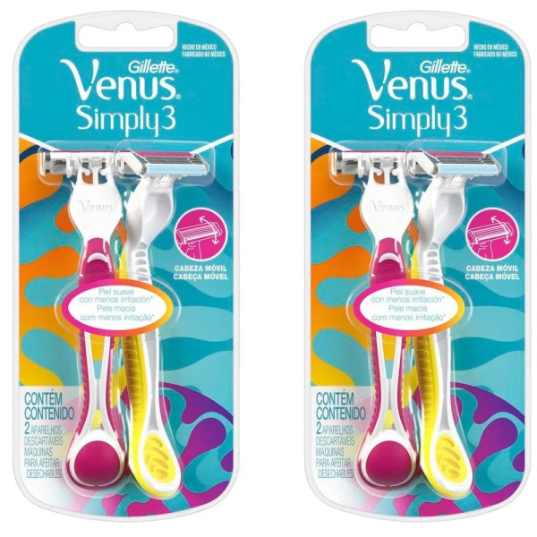 Aparelho de Depilar Gillette Venus Simply3 2 Pacotes com 2un