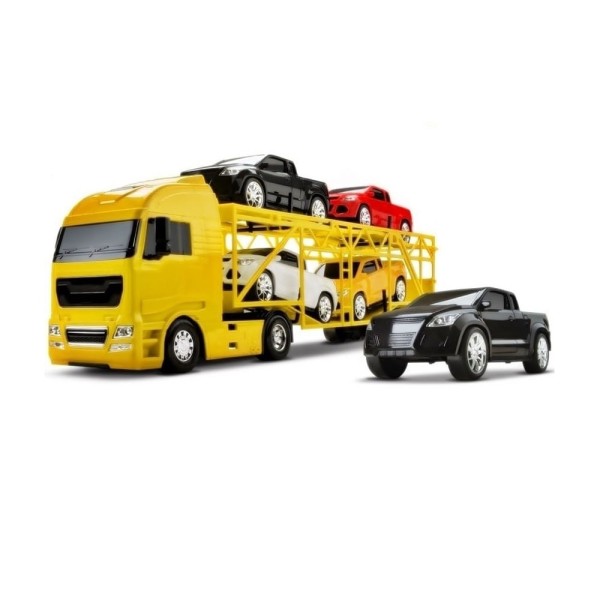 Encontraproduto.com.br - Caminhão Cegonheira Diamond Amarelo Com 4 Carrinhos - Roma