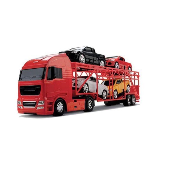 Encontraproduto.com.br - Caminhão Cegonheira Diamond Vermelho Com 4 Carrinhos - Roma
