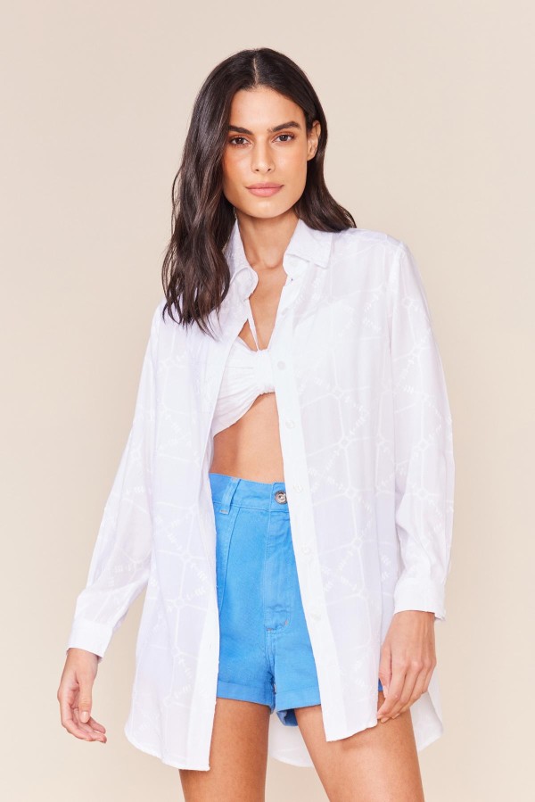 CAMISA BASICA VISCOSE BORDADA - BRANCO