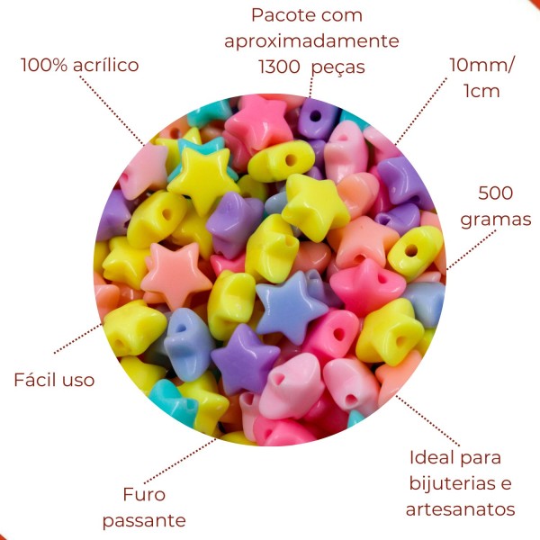 Encontraproduto.com.br - ENTREMEIO ESTRELA INFANTIL 10MM EM ACRILICO COM 500GR