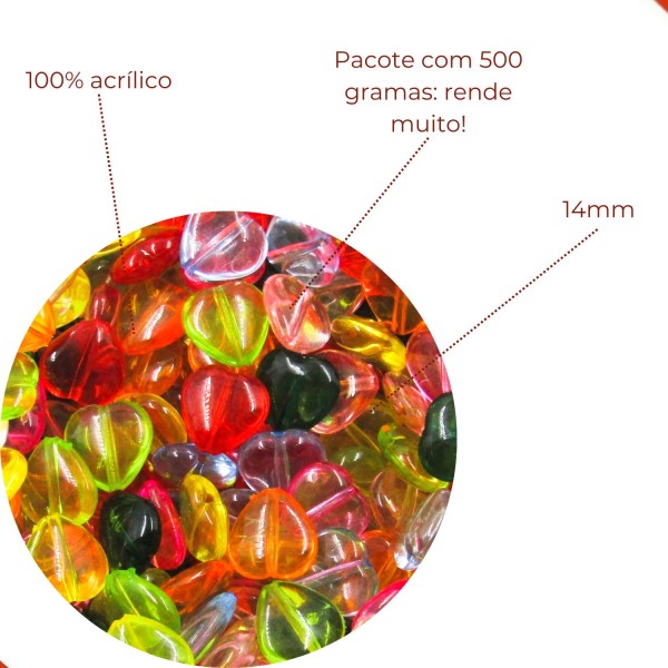 Encontraproduto.com.br - ENTREMEIO CORAÇÃO TRANSLUCIDO 14MM EM ACRILICO COM 500G