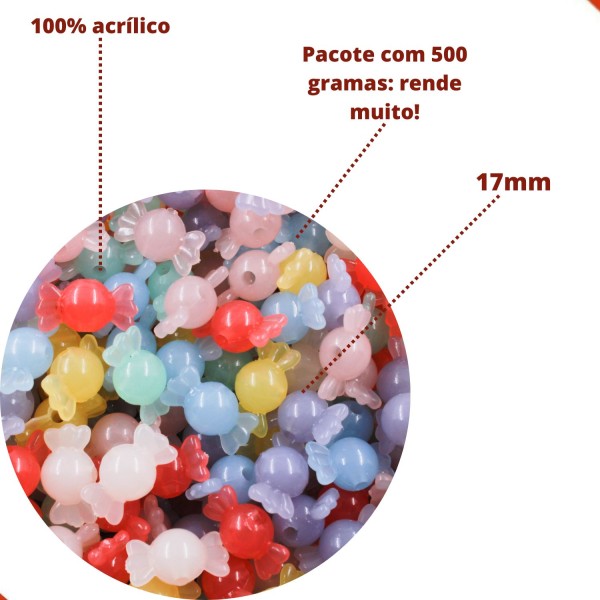 Encontraproduto.com.br - ENTREMEIO BALA TRANSLUCIDA 17MM EM ACRILICO COM 500GR