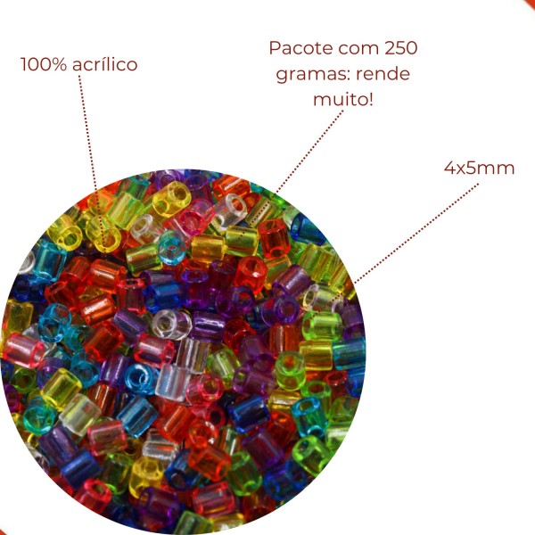 Encontraproduto.com.br - ENTREMEIO TUBINHO PASSANTE TRANSLUCIDO 4X5MM EM ACRILICO COM 250GR