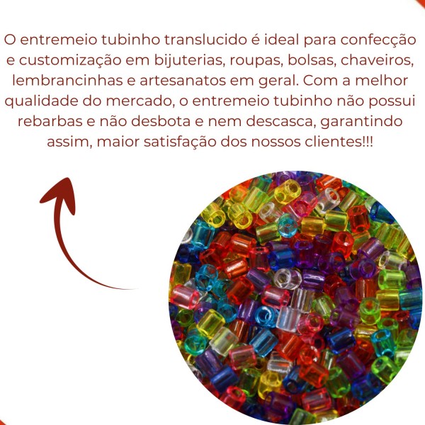 Encontraproduto.com.br - ENTREMEIO TUBINHO PASSANTE TRANSLUCIDO 4X5MM EM ACRILICO COM 250GR